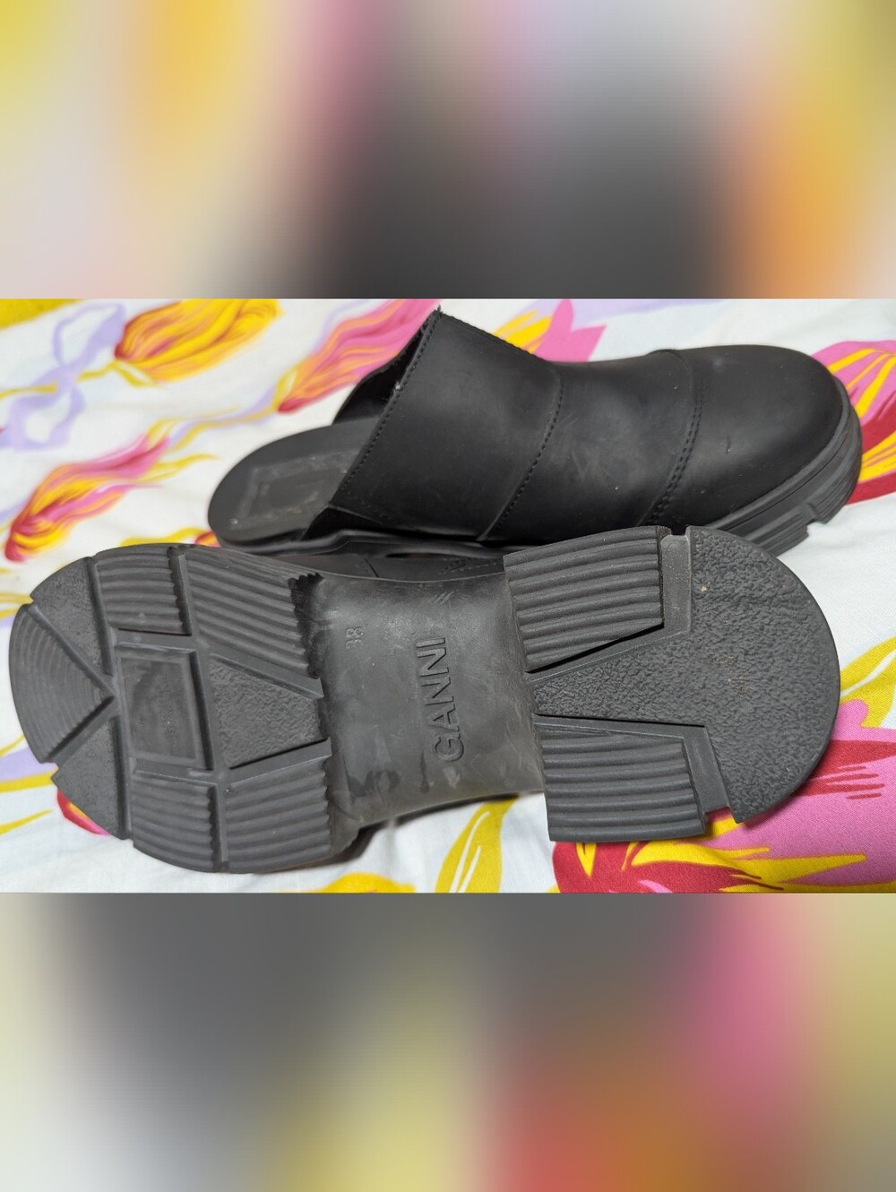 Ganni Black Leather Slip-On Clog - Picture 3 of 3